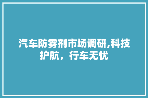 汽车防雾剂市场调研,科技护航，行车无忧 工作计划