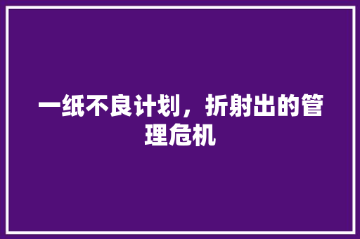 一纸不良计划，折射出的管理危机