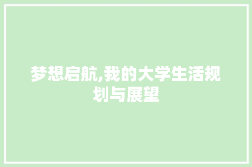 梦想启航,我的大学生活规划与展望
