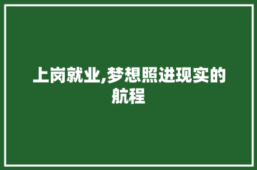 上岗就业,梦想照进现实的航程