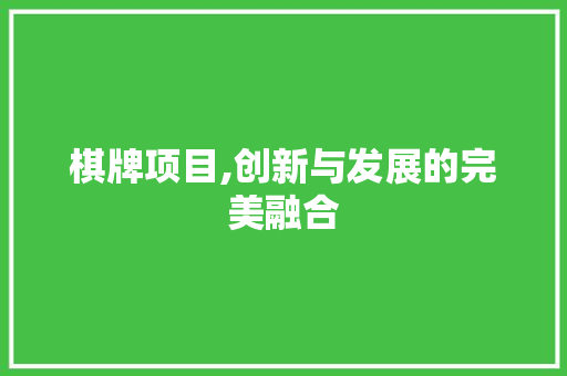 棋牌项目,创新与发展的完美融合