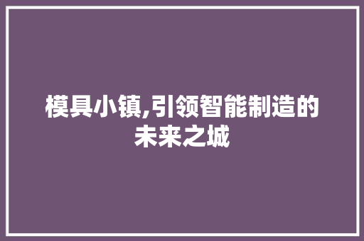 模具小镇,引领智能制造的未来之城