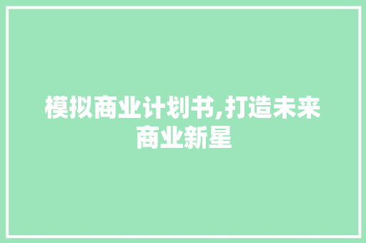 模拟商业计划书,打造未来商业新星