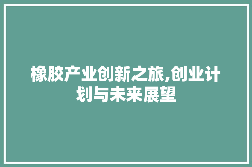 橡胶产业创新之旅,创业计划与未来展望