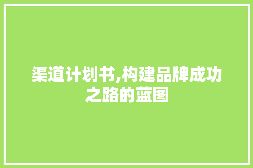 渠道计划书,构建品牌成功之路的蓝图