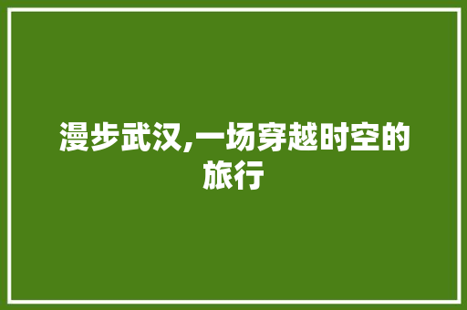 漫步武汉,一场穿越时空的旅行 名人名言