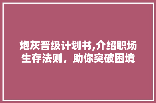 炮灰晋级计划书,介绍职场生存法则，助你突破困境