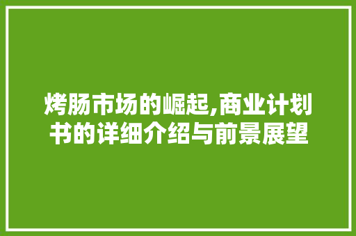 烤肠市场的崛起,商业计划书的详细介绍与前景展望 工作计划