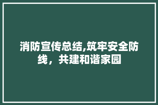 消防宣传总结,筑牢安全防线，共建和谐家园