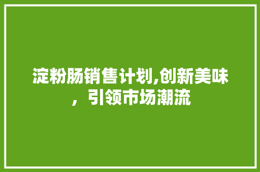 淀粉肠销售计划,创新美味，引领市场潮流
