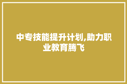 中专技能提升计划,助力职业教育腾飞