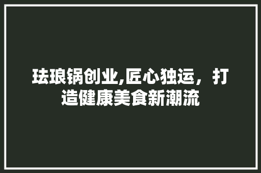 珐琅锅创业,匠心独运，打造健康美食新潮流