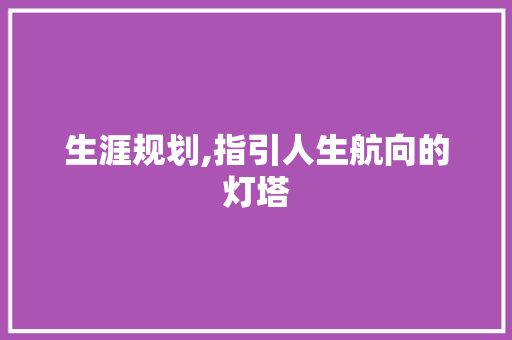 生涯规划,指引人生航向的灯塔