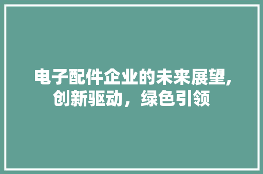 电子配件企业的未来展望,创新驱动，绿色引领