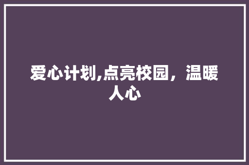 爱心计划,点亮校园，温暖人心