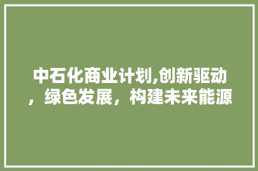 中石化商业计划,创新驱动，绿色发展，构建未来能源新格局