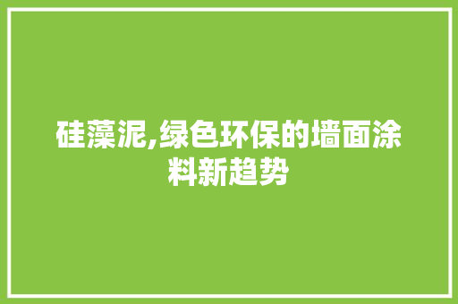 硅藻泥,绿色环保的墙面涂料新趋势