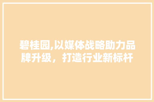 碧桂园,以媒体战略助力品牌升级，打造行业新标杆
