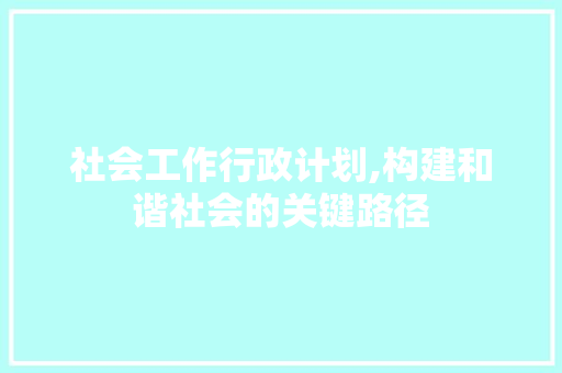 社会工作行政计划,构建和谐社会的关键路径