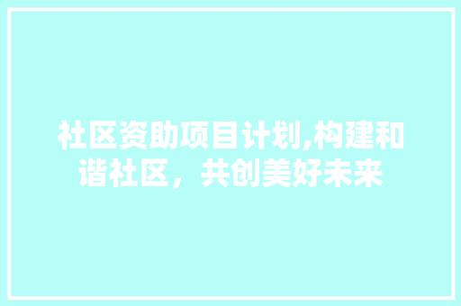 社区资助项目计划,构建和谐社区，共创美好未来