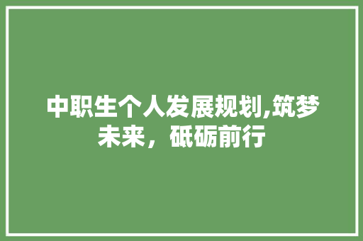 中职生个人发展规划,筑梦未来，砥砺前行