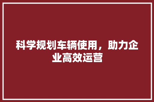 科学规划车辆使用，助力企业高效运营 合同范本