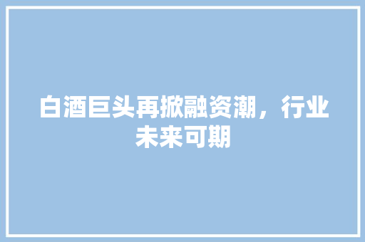 白酒巨头再掀融资潮，行业未来可期