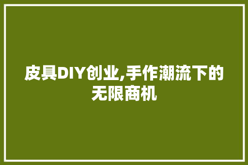 皮具DIY创业,手作潮流下的无限商机