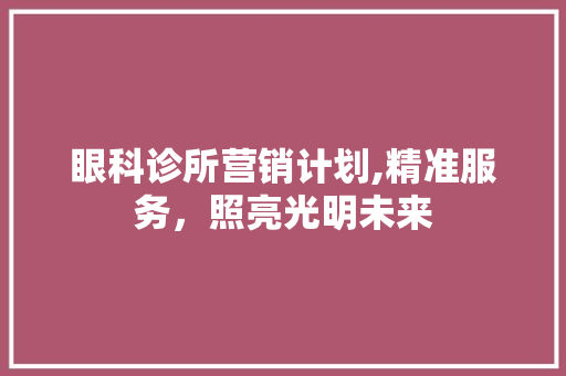 眼科诊所营销计划,精准服务，照亮光明未来