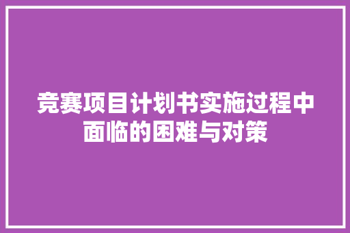 竞赛项目计划书实施过程中面临的困难与对策