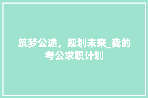 筑梦公途，规划未来_我的考公求职计划