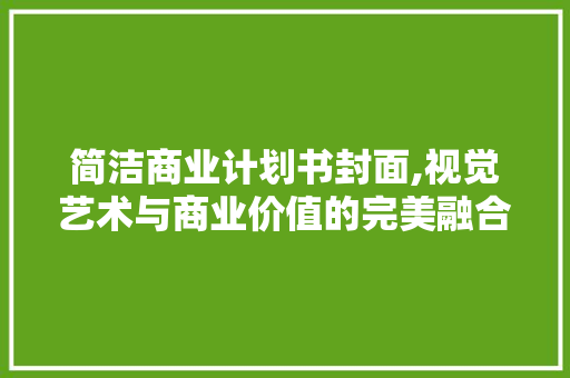 简洁商业计划书封面,视觉艺术与商业价值的完美融合