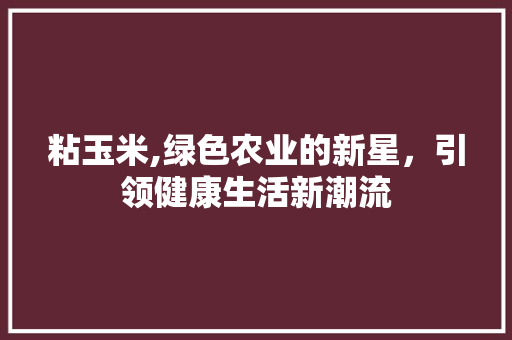 粘玉米,绿色农业的新星，引领健康生活新潮流
