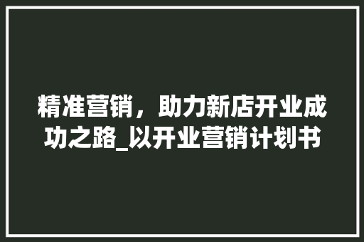 精准营销，助力新店开业成功之路_以开业营销计划书为例
