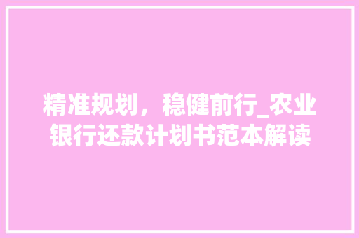 精准规划，稳健前行_农业银行还款计划书范本解读