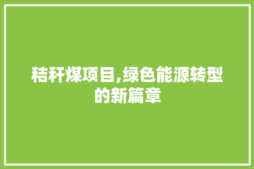 秸秆煤项目,绿色能源转型的新篇章