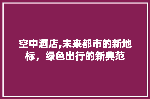 空中酒店,未来都市的新地标，绿色出行的新典范