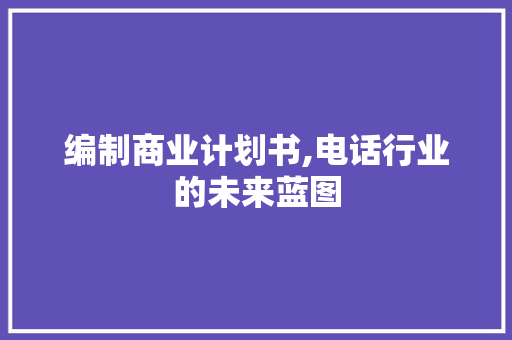 编制商业计划书,电话行业的未来蓝图