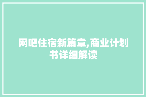 网吧住宿新篇章,商业计划书详细解读