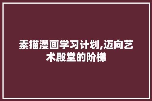 素描漫画学习计划,迈向艺术殿堂的阶梯