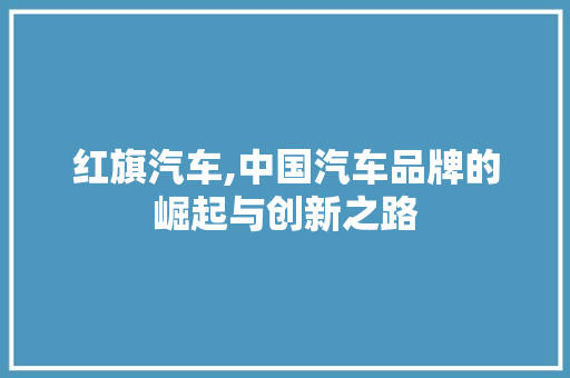 红旗汽车,中国汽车品牌的崛起与创新之路