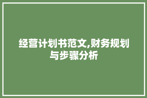 经营计划书范文,财务规划与步骤分析