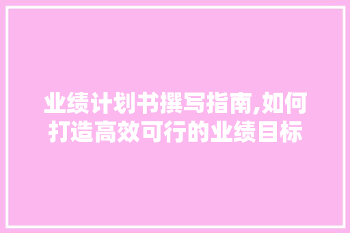 业绩计划书撰写指南,如何打造高效可行的业绩目标 个人简历