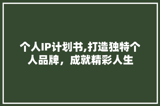 个人IP计划书,打造独特个人品牌，成就精彩人生