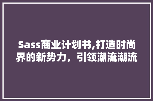 Sass商业计划书,打造时尚界的新势力，引领潮流潮流