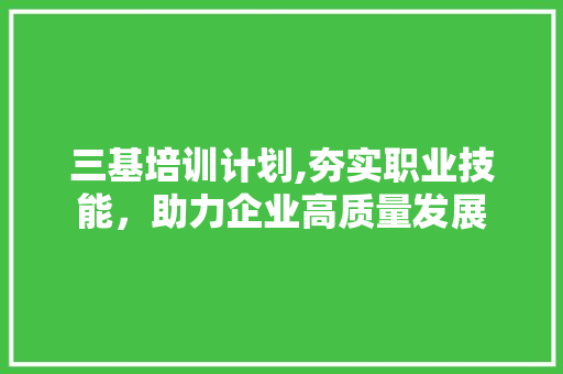 三基培训计划,夯实职业技能，助力企业高质量发展