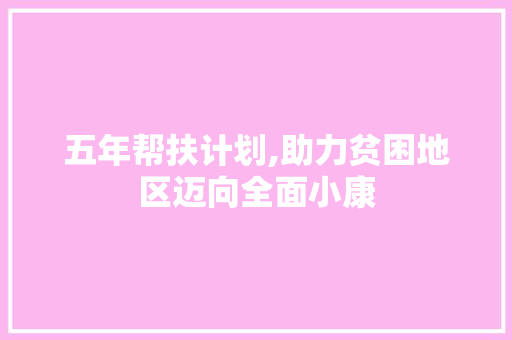 五年帮扶计划,助力贫困地区迈向全面小康