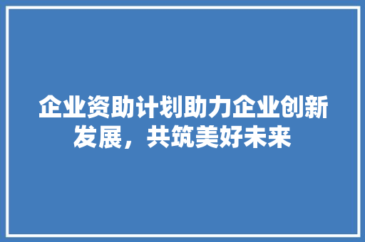 企业资助计划助力企业创新发展，共筑美好未来