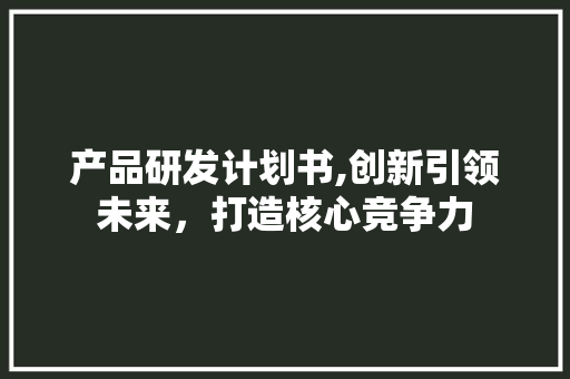 产品研发计划书,创新引领未来，打造核心竞争力