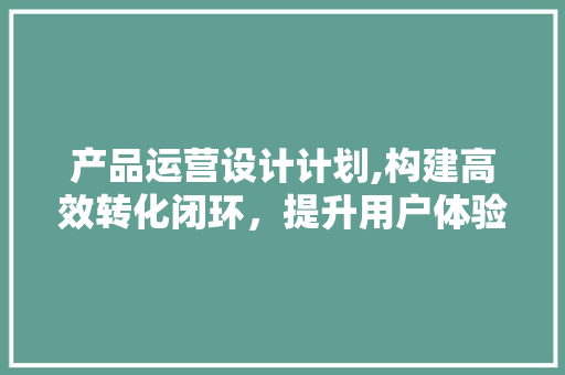 产品运营设计计划,构建高效转化闭环，提升用户体验